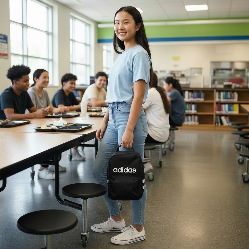 Adidas Black Insulated Lunch Bag Cooler for School Work Gym - Picture 3 of 7